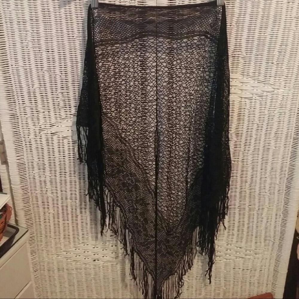 Vintage Black Lace Shawl Wrap